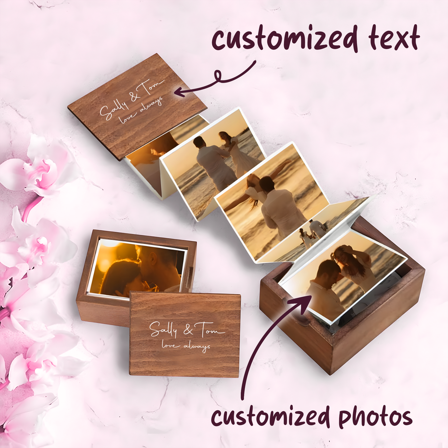 PAIRSONA Personalized Pull Out Photo Box - Personalized Couple Photo Album