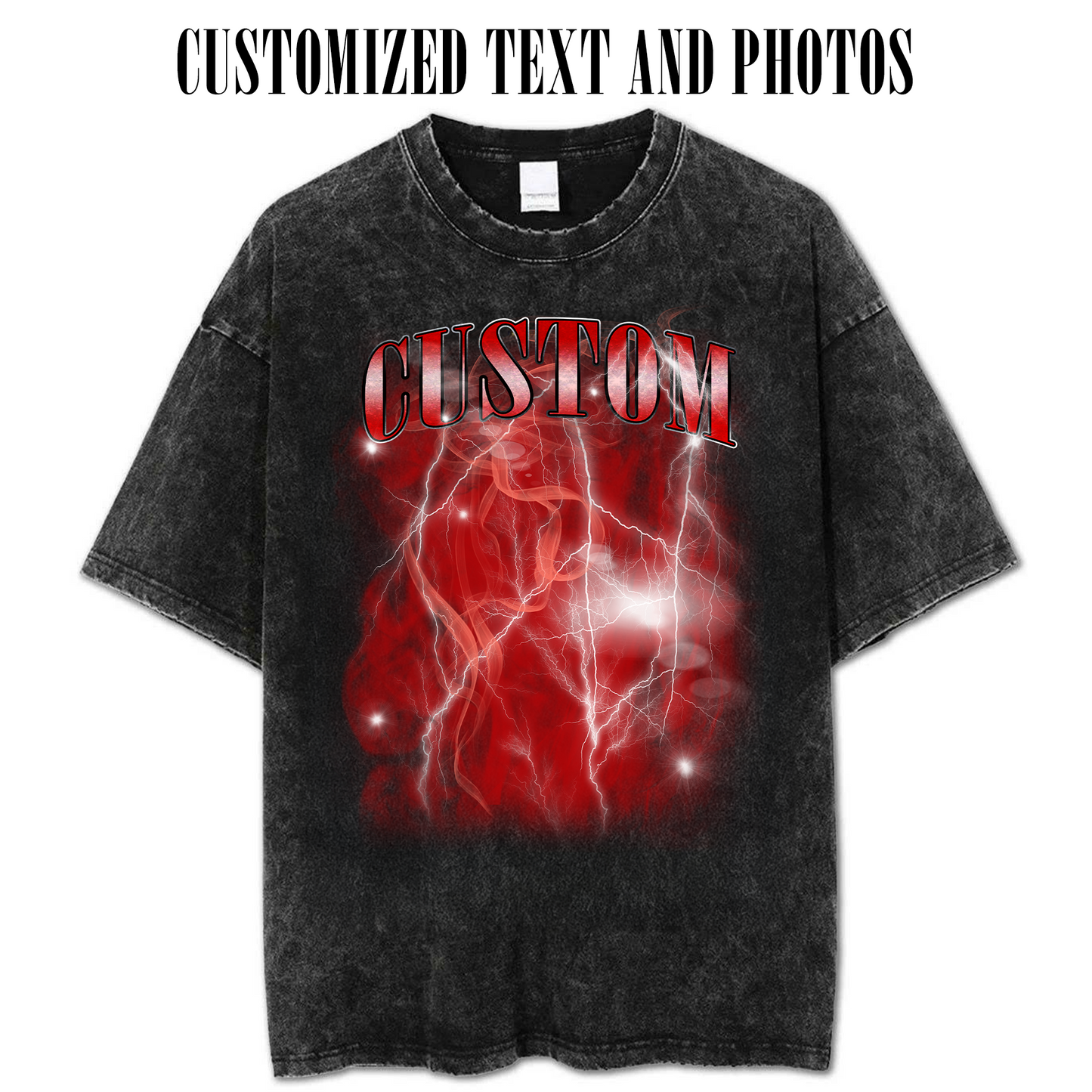 Personalized Cotton Washed Tee - Custom Text & Photo T-Shirt