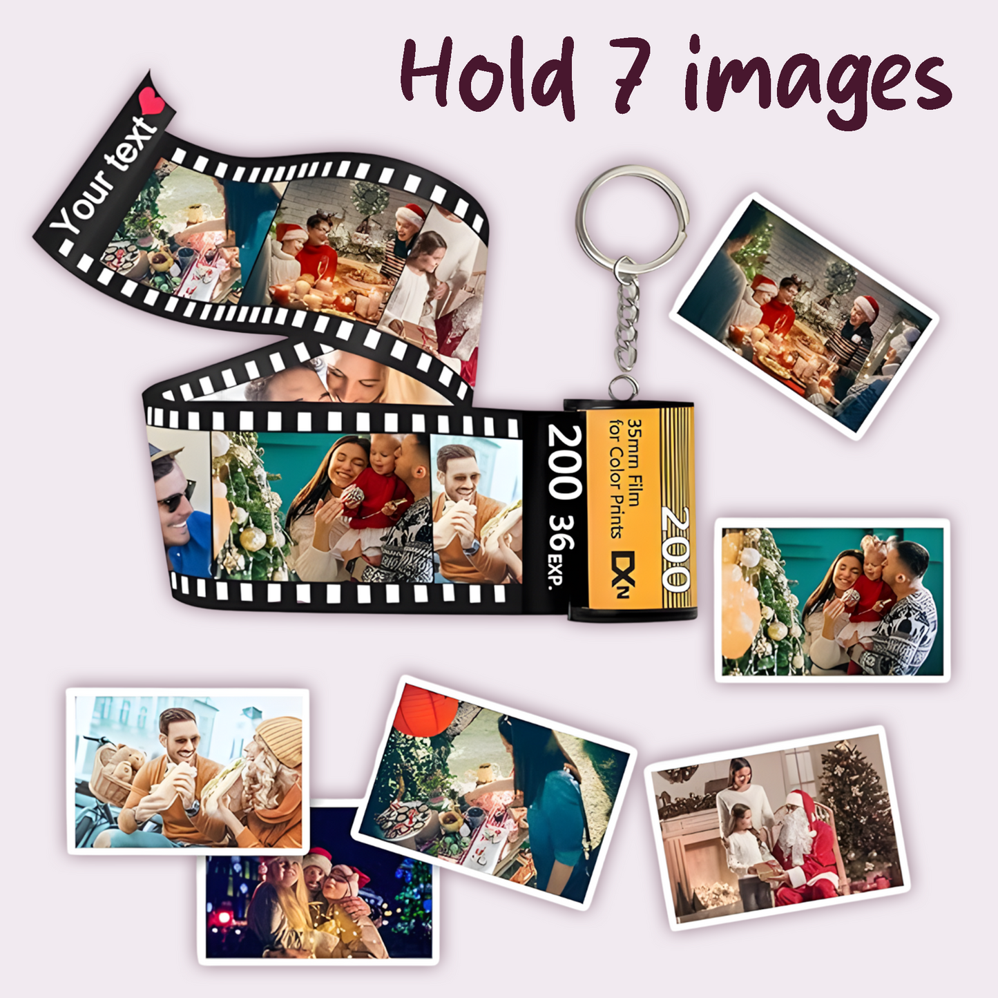 Pairsona Customized Photo Film Keychain – Personalized Roll Keychain Gift for Boyfriend, Girlfriend, Family