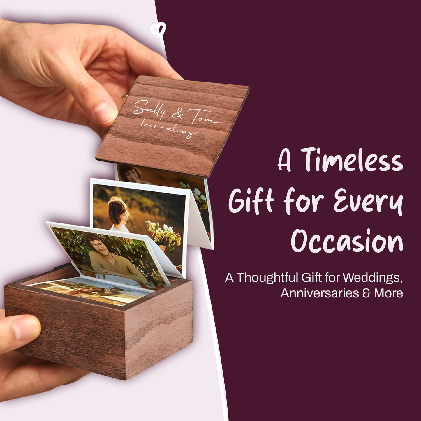 PAIRSONA Personalized Pull Out Photo Box - Personalized Couple Photo Album