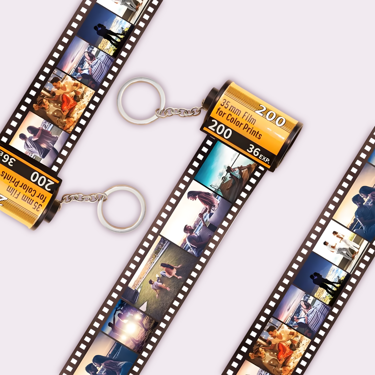 Pairsona Customized Photo Film Keychain – Personalized Roll Keychain Gift for Boyfriend, Girlfriend, Family