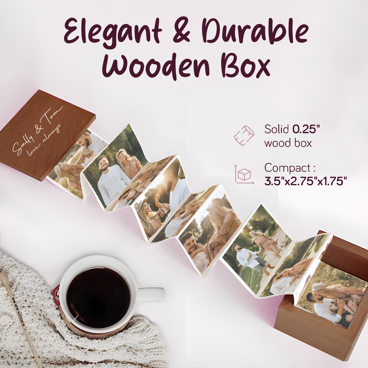 PAIRSONA Personalized Pull Out Photo Box - Personalized Couple Photo Album
