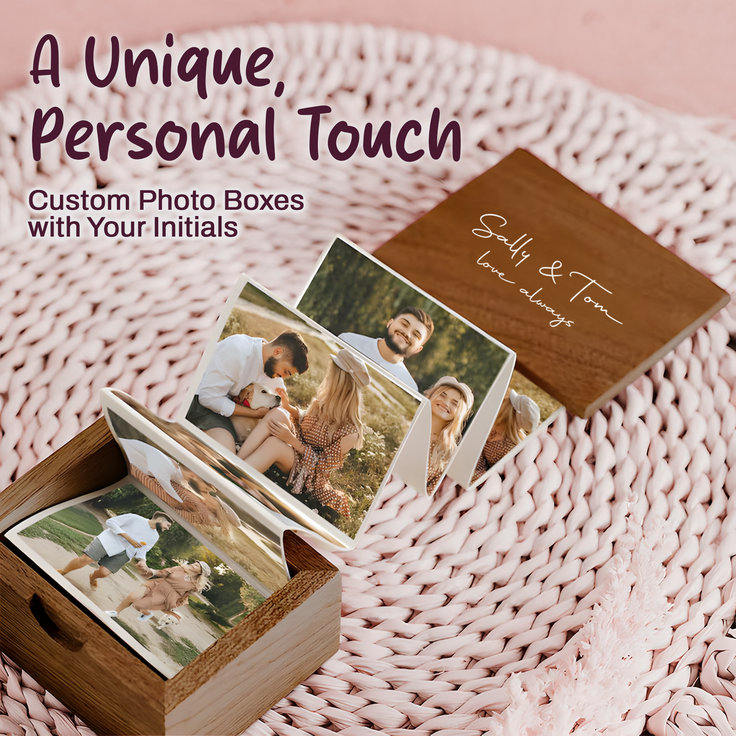 PAIRSONA Personalized Pull Out Photo Box - Personalized Couple Photo Album