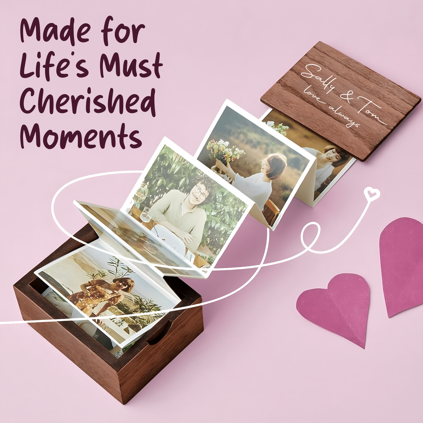 PAIRSONA Personalized Pull Out Photo Box - Personalized Couple Photo Album
