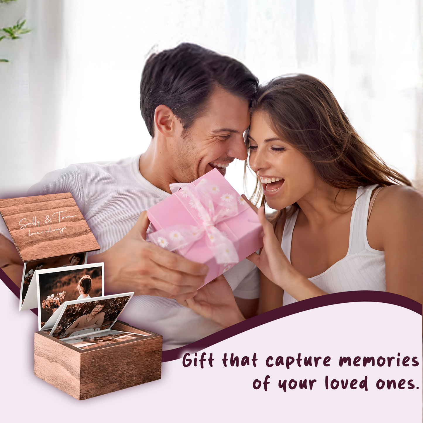 PAIRSONA Personalized Pull Out Photo Box - Personalized Couple Photo Album