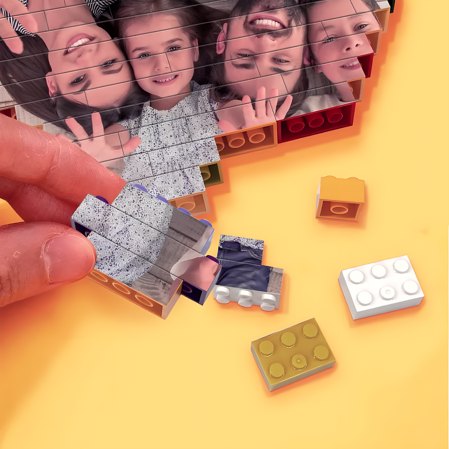 Customized Heart Photo Building Blocks with Stand – Personalized LEGO Style Gift for Couples