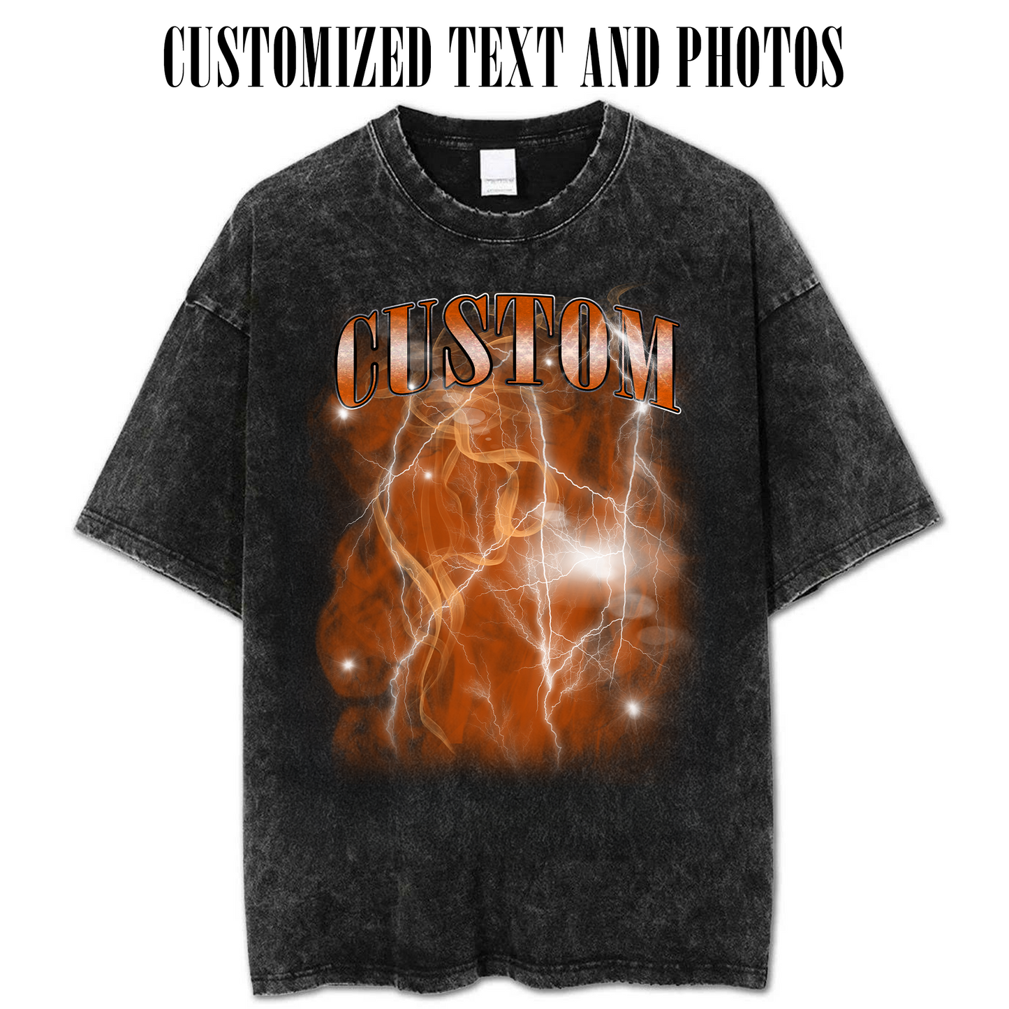 Personalized Cotton Washed Tee - Custom Text & Photo T-Shirt