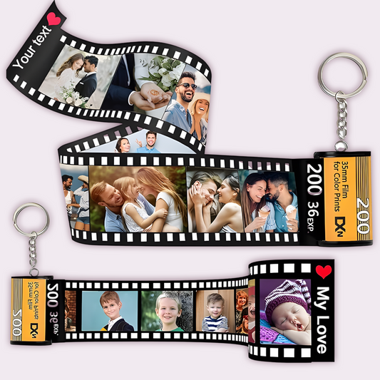 Pairsona Customized Photo Film Keychain – Personalized Roll Keychain Gift for Boyfriend, Girlfriend, Family