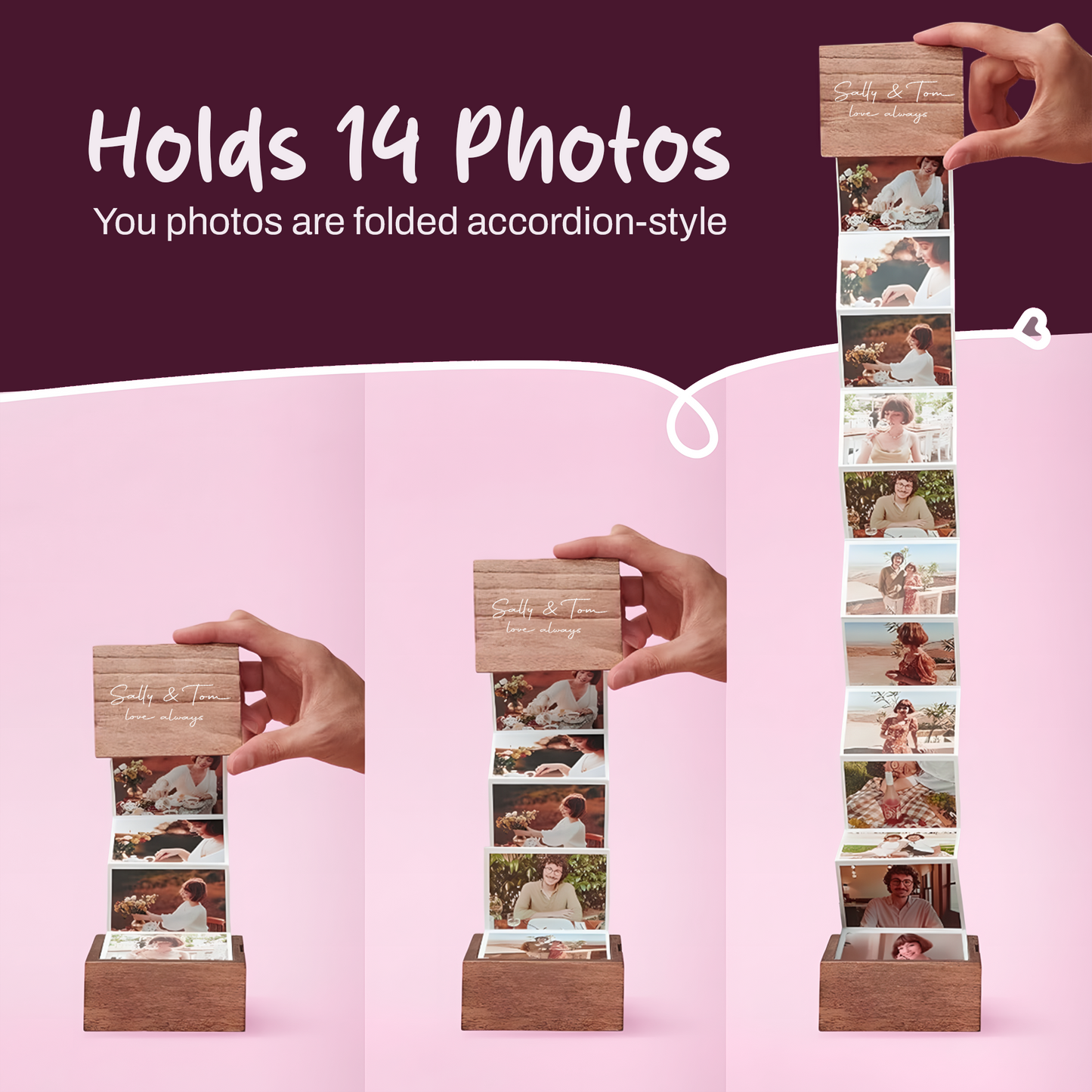 PAIRSONA Personalized Pull Out Photo Box - Personalized Couple Photo Album