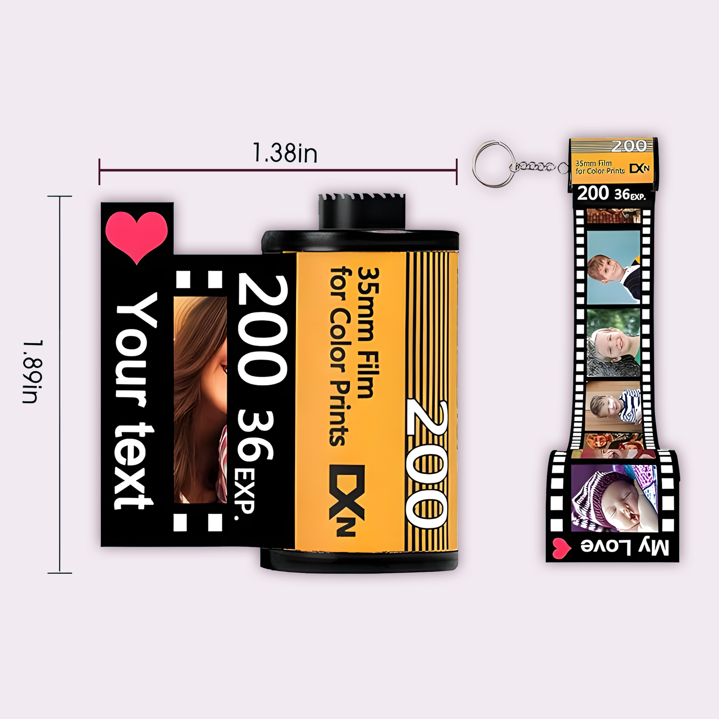 Pairsona Customized Photo Film Keychain – Personalized Roll Keychain Gift for Boyfriend, Girlfriend, Family