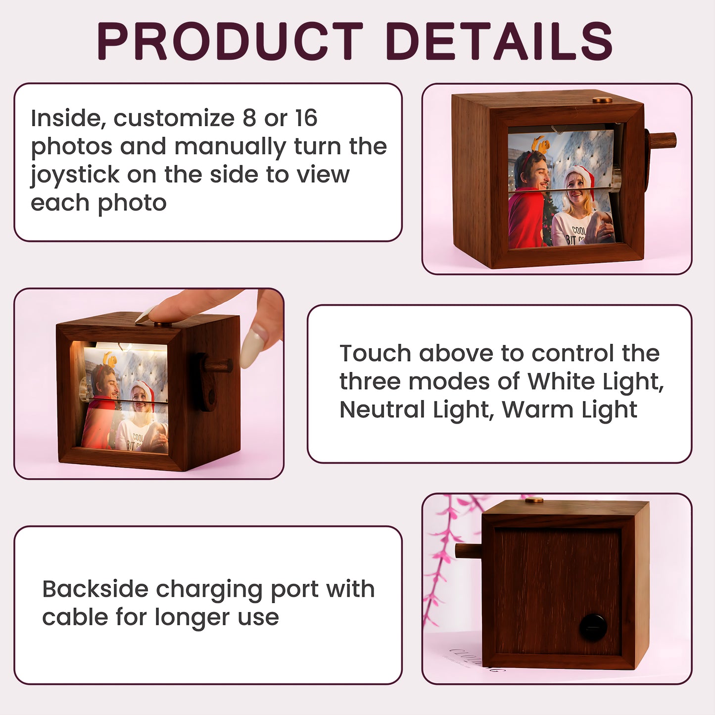 PAIRSONA [FREE GIFT INCLUDED] Customized Photos Flipbook Frame Box (With Light)
