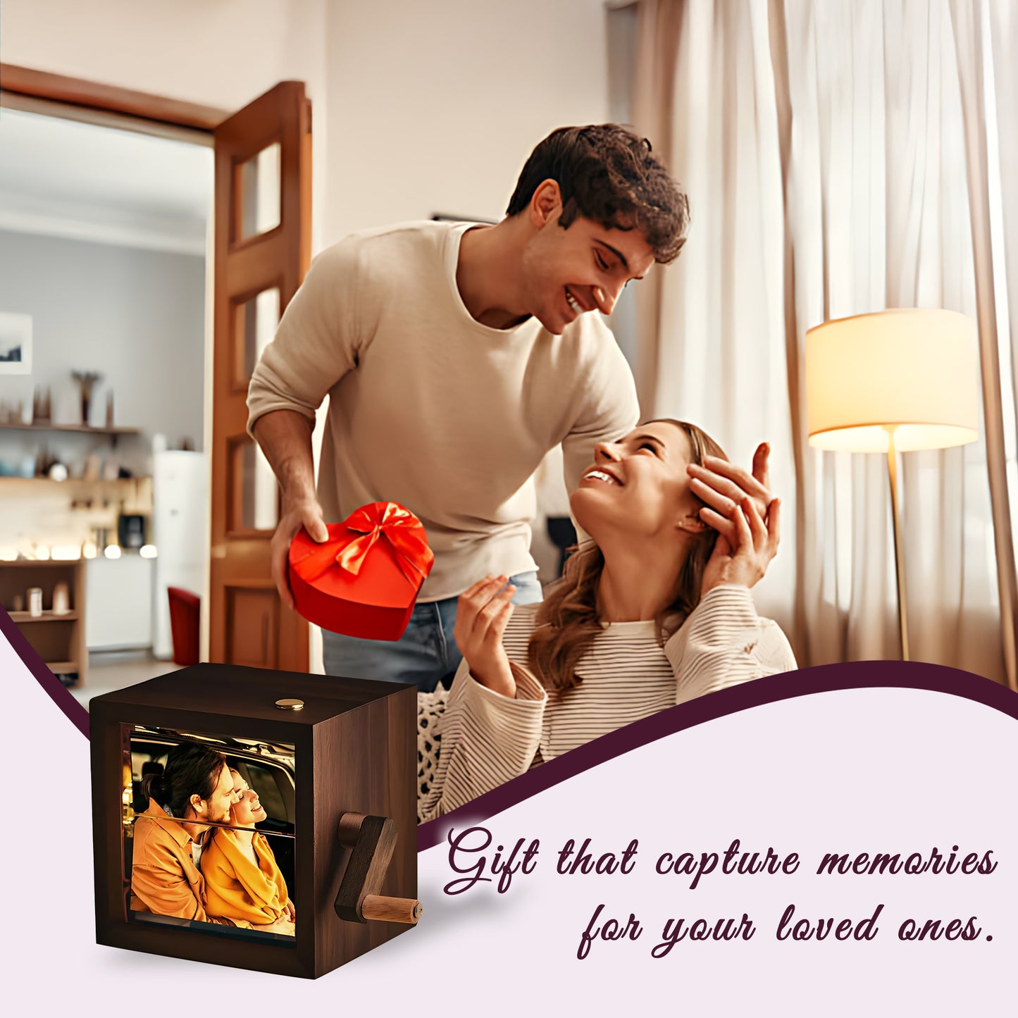PAIRSONA [FREE GIFT INCLUDED] Customized Photos Flipbook Frame Box (With Light)