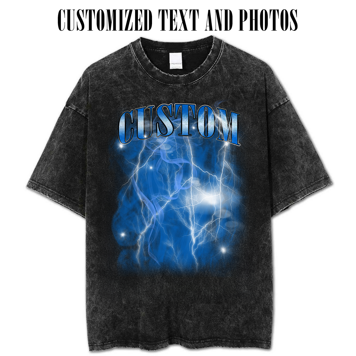 Personalized Cotton Washed Tee - Custom Text & Photo T-Shirt