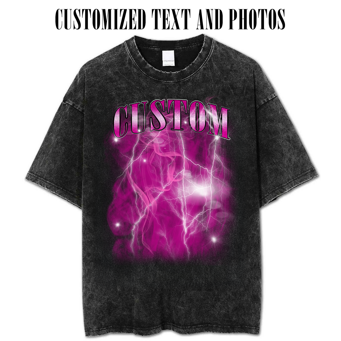 Personalized Cotton Washed Tee - Custom Text & Photo T-Shirt