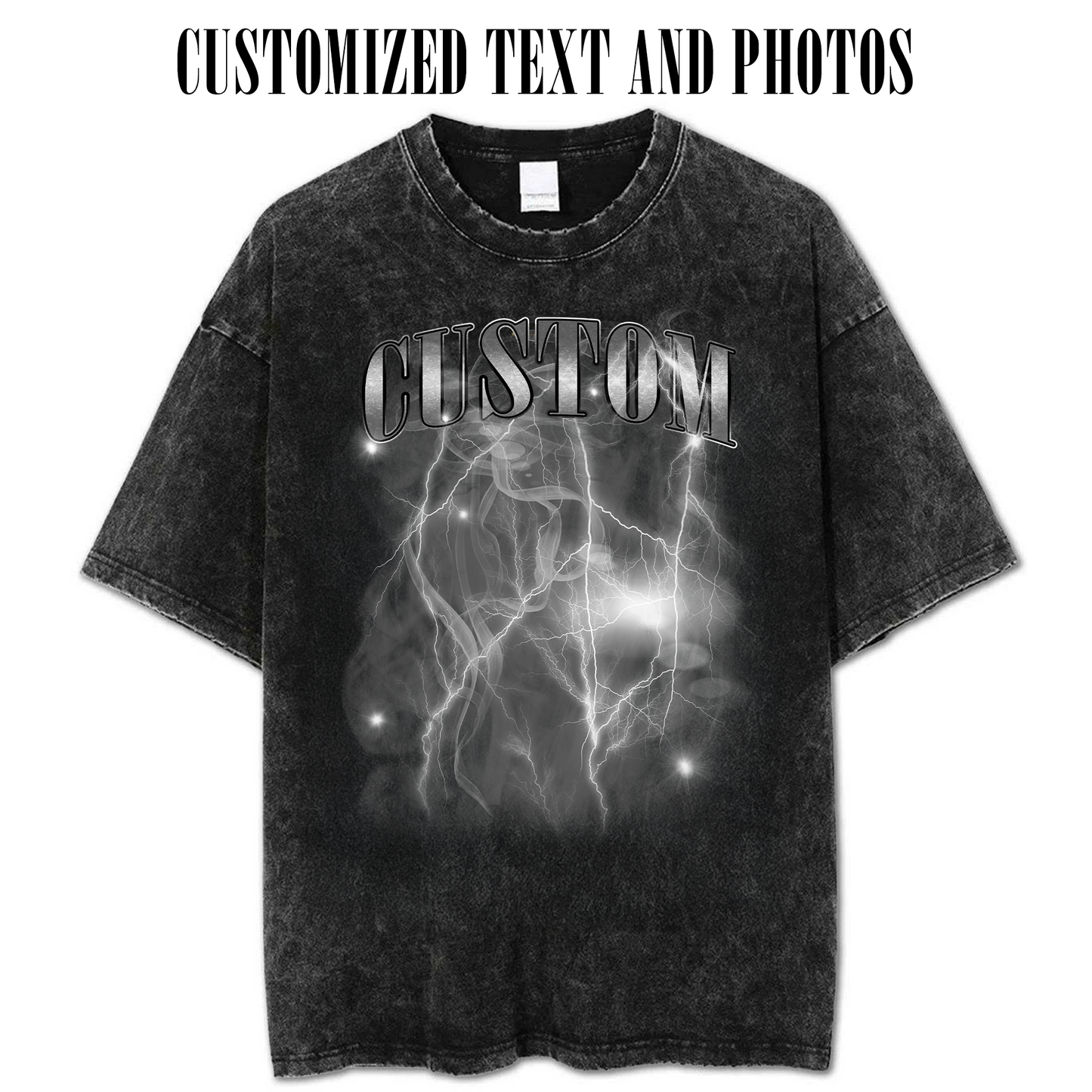 Personalized Cotton Washed Tee - Custom Text & Photo T-Shirt